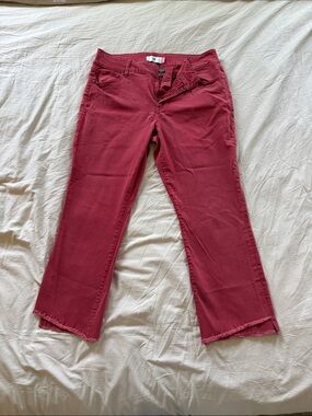 Cabi Cropped Straight-Leg Jeans in Cranberry Red